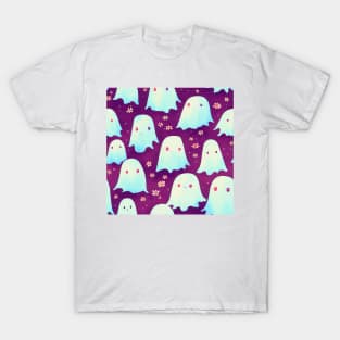 Watercolor kawaii ghosts pattern T-Shirt